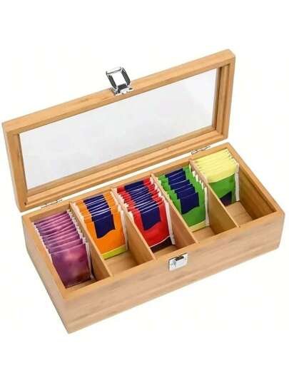 قطعة واحدة خشبية للتنظيم مع غطاء زجاجي شفاف أنيق